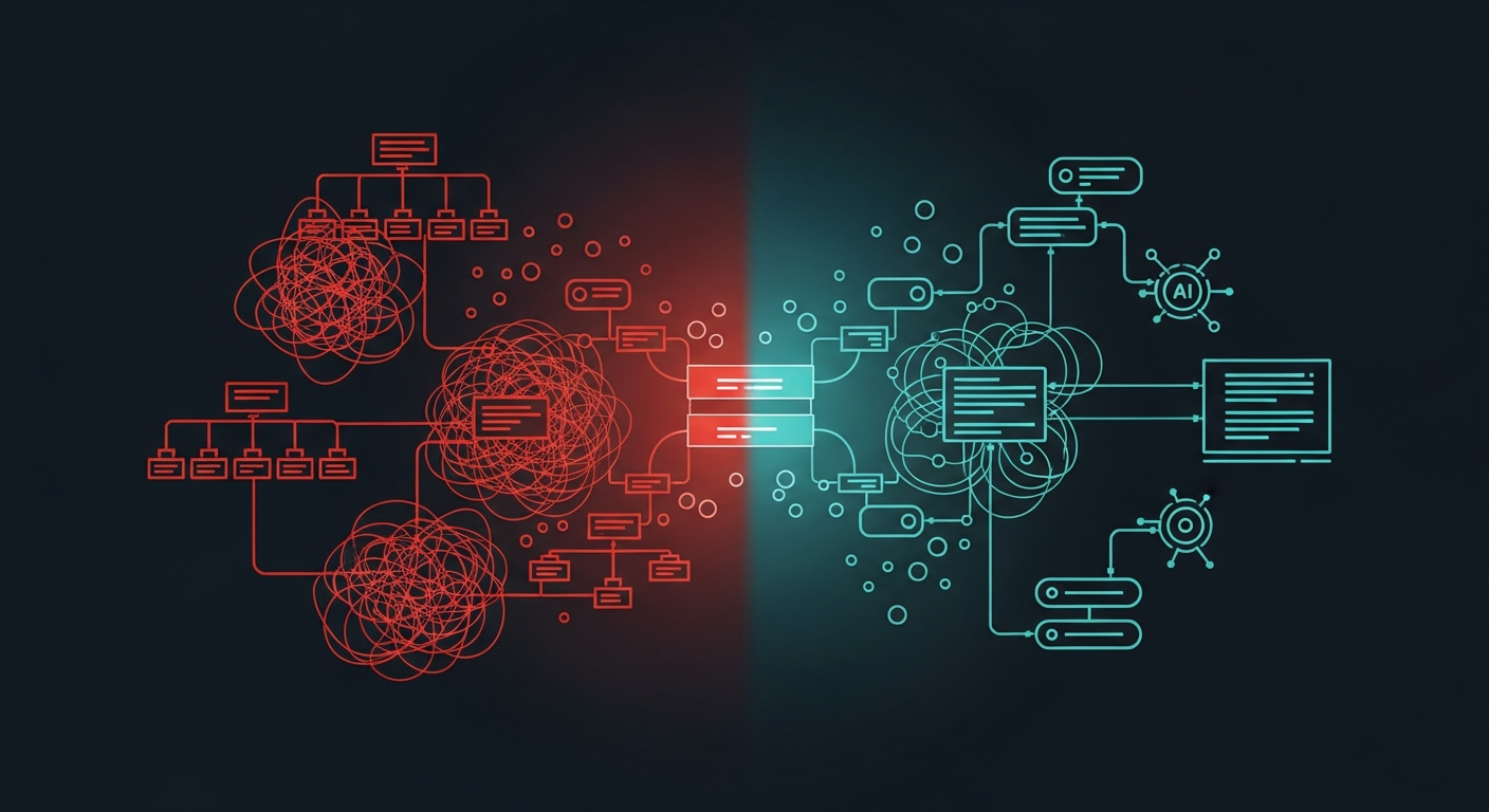 Fragmented vs integrated enterprise AI adoption visualization